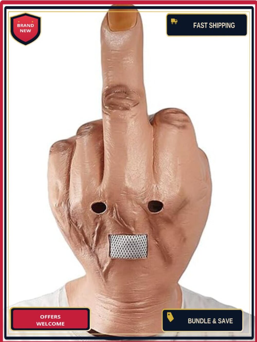 Adult Full Head Latex Middle Finger Mask Funny Halloween Cosplay Prop